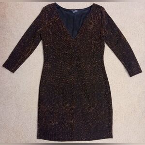 New Unworn Elegant Black and Gold Women's Dress Holiday New Year's Eve XL